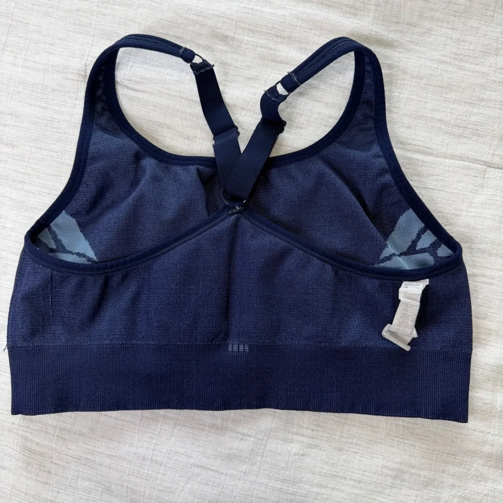 Fabletics Women Large Navy Blue Eliza Seamless Sports Bra Yoga Gym Athleisure